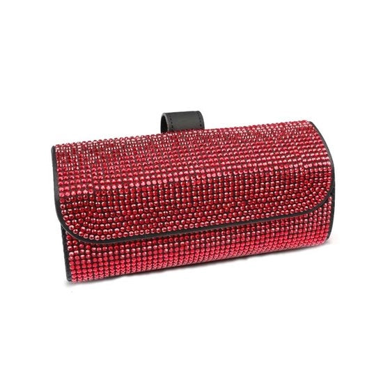 Bracciale per auto - Strass Bling - Pelle PU - Disegno compatto - 6,5 cm x 7,5 cm - Duraturo e robusto - Cassetto per occhiali