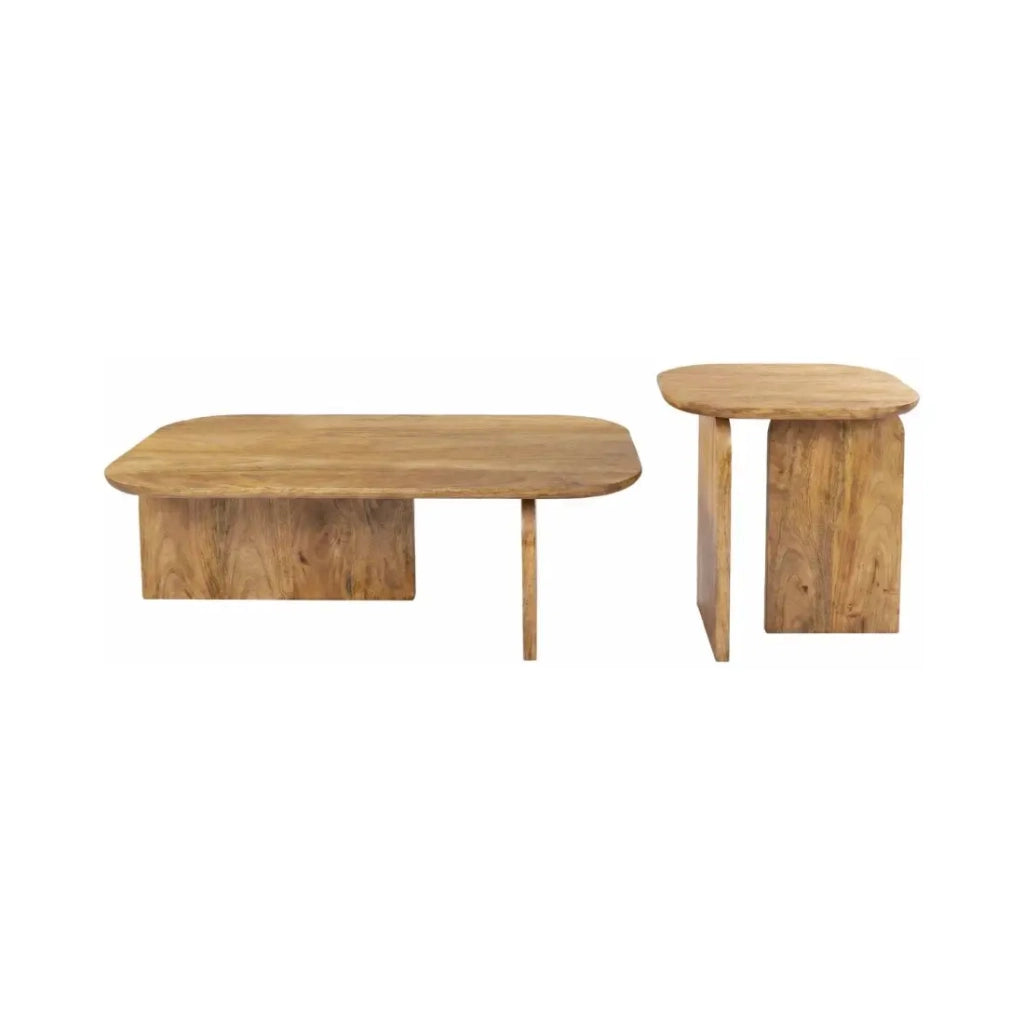 Set di 2 tavolini ORION in legno massiccio di mango