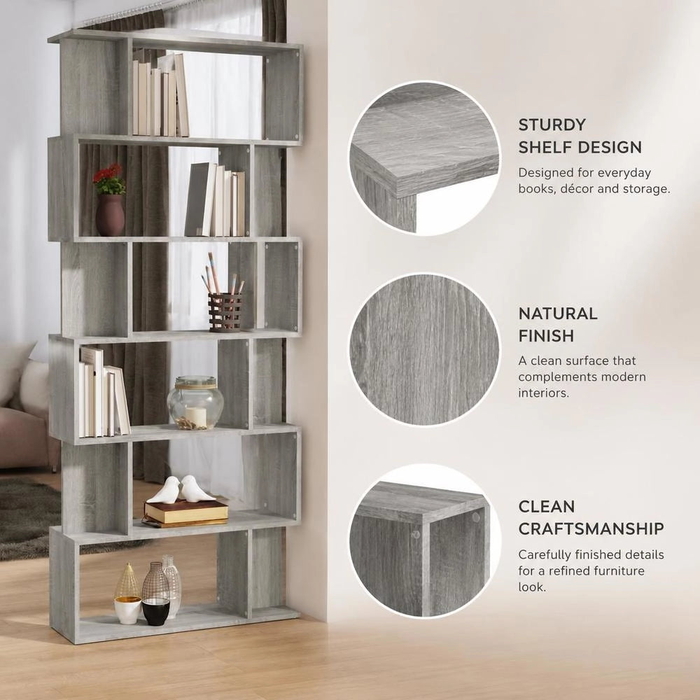 Bookshelf/Room Divider Grey Sonoma 80x24x192 Cm Wood-based Material