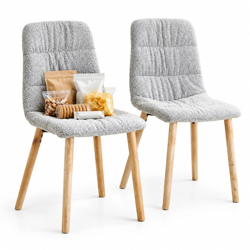 Sedia da pranzo 88 cm in tessuto grigio chiaro e legno, set da 2