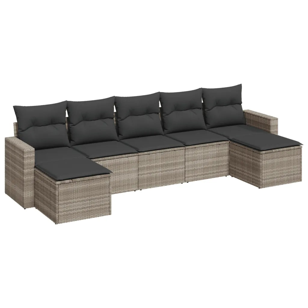 vidaXL Set Divani da Giardino 7pz con Cuscini Grigio Chiaro Polyrattan