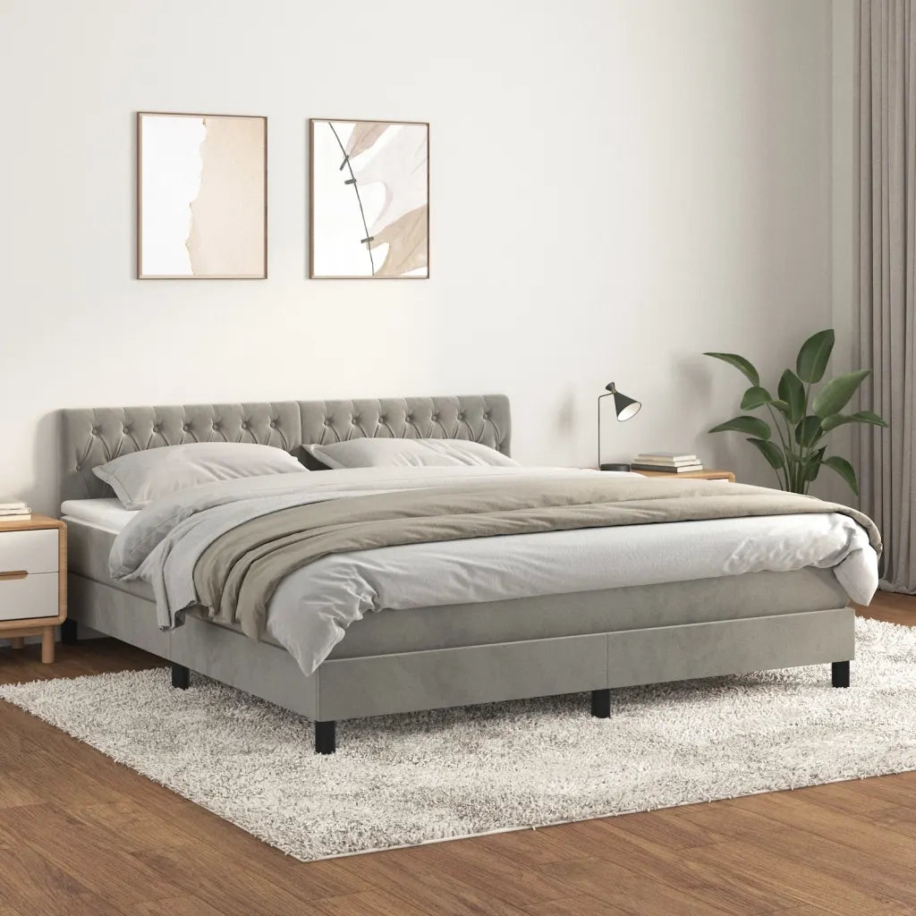 Giroletto a Molle con Materasso Grigio Chiaro 180x200cm Vellutocod mxl 100821