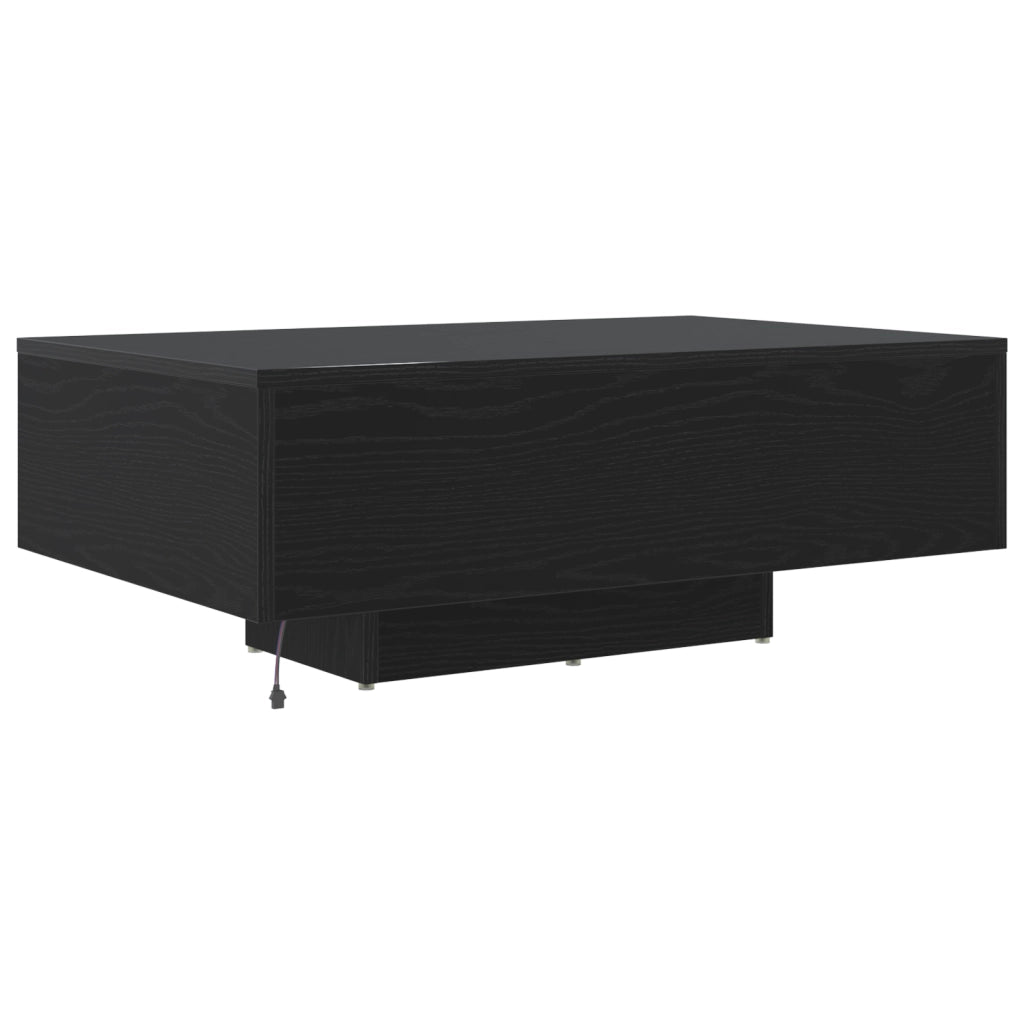 Tavolino da caffÃ¨  con luci LED Rovere Nero 85x55x31 cm