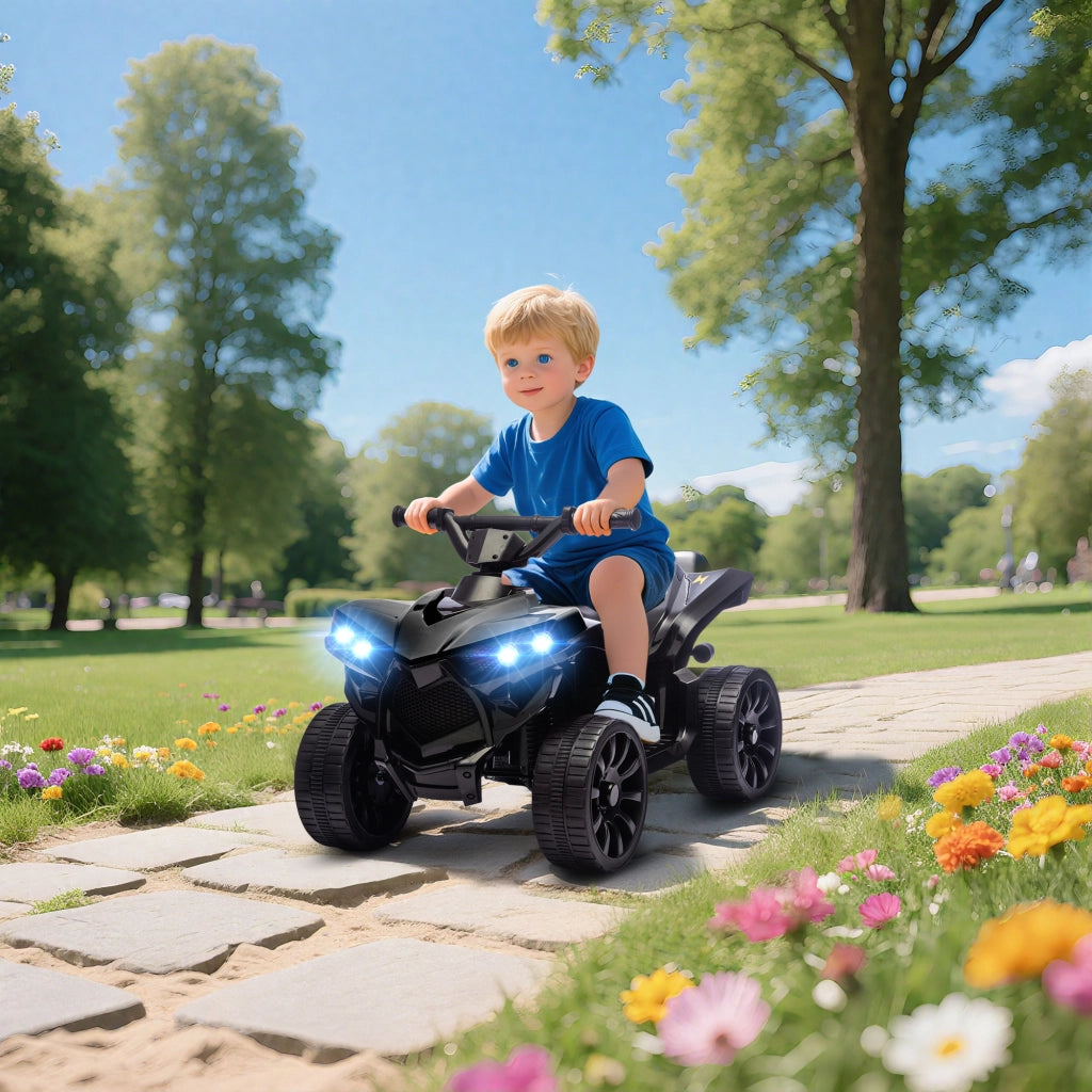 Quad Elettrico Bambini ATV ¨C zephmum ¨C Nero, LED, Batteria 6V, 3-6 Anni