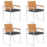 Sedie da Giardino con Cuscini 4 pz in Legno Massello di Acacia cod mxl 76281
