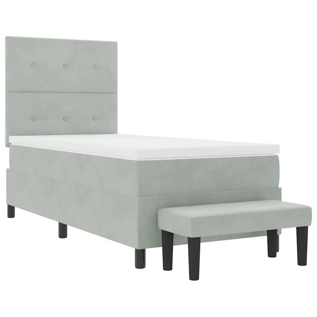 Letto a molle con materasso Grigio chiaro 90 x 200 cm Velluto