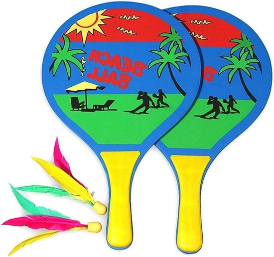 Set di racchette da spiaggia per bambini con palline e accessori per il gioco di volley e pallapugno