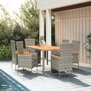 Set da Pranzo da Giardino 7 pz con Cuscini in Polyrattan Grigio 3157541