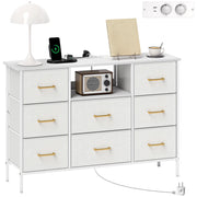 Cassettiera con 8 Cassetti in Tessuto, Presa Elettrica, Telaio Acciaio ¨C zephmum ¨C Cremewei?