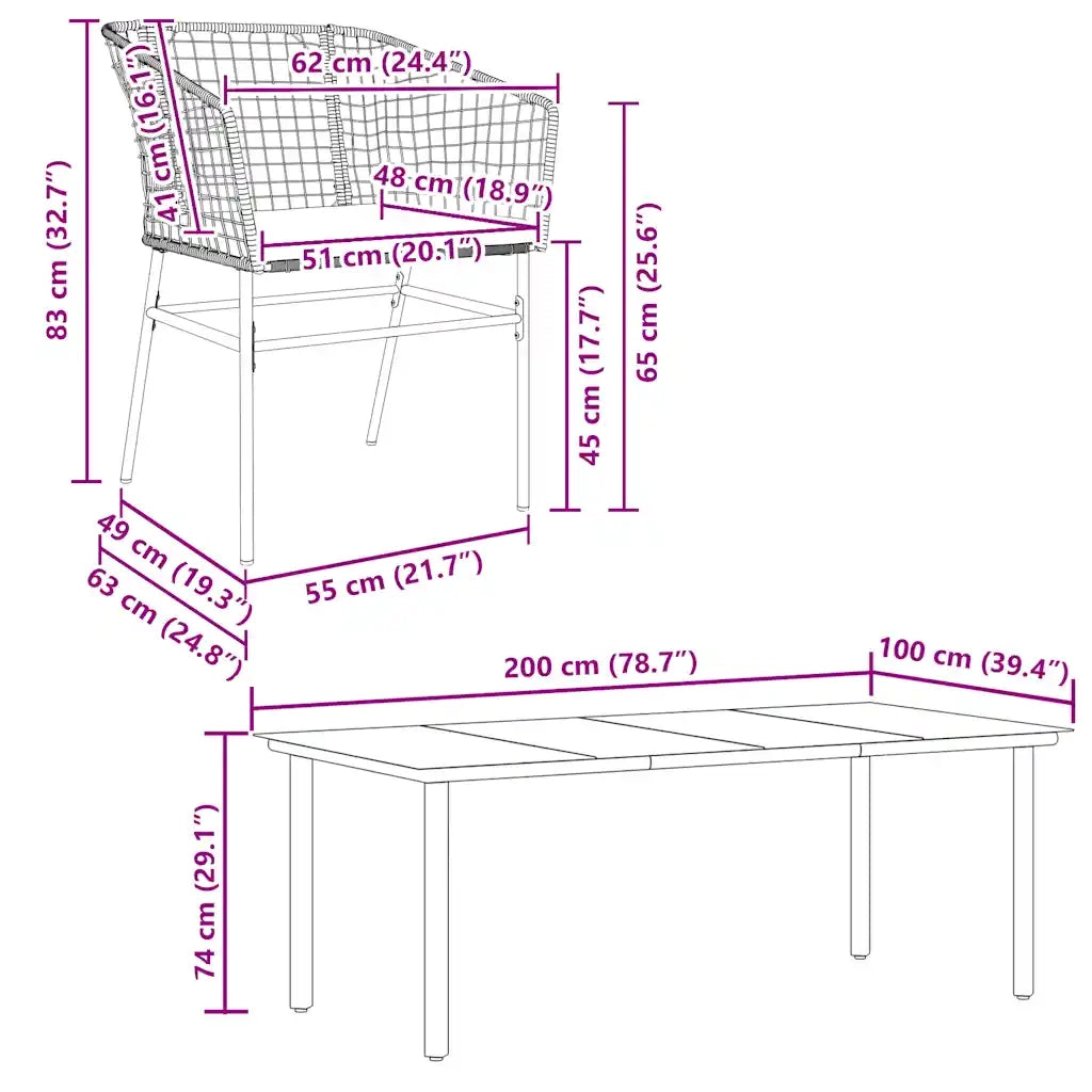 vidaXL Set Pranzo da Giardino 7pz con Cuscini Marrone Polyrattan Vetro