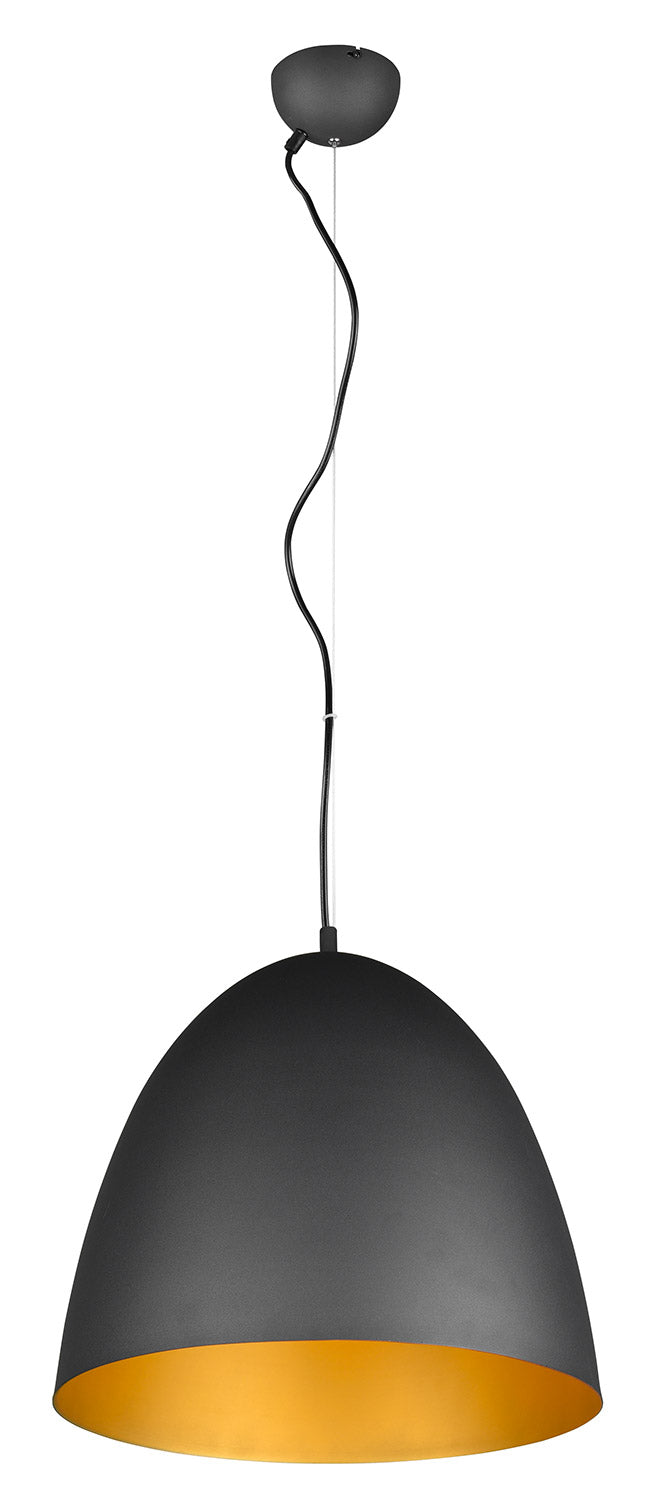 Lampada a Sospensione da Interno Attacco E27 in Metallo Nero e Oro