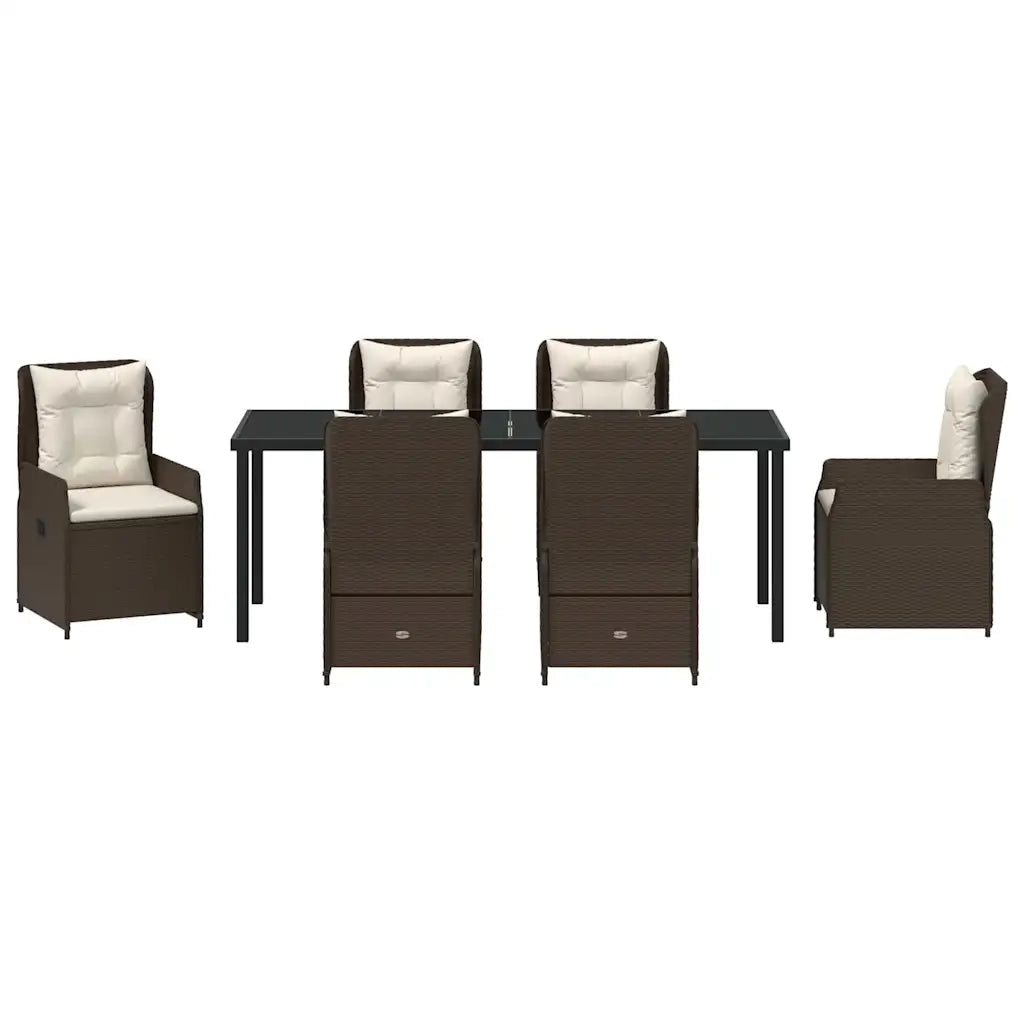 Set da Pranzo per Giardino 7 pcs Marrone polyrattan 3380951