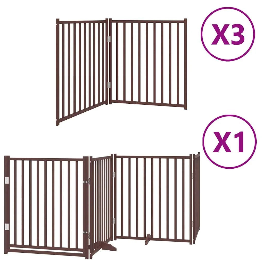 Cancelletto di sicurezza per animali domestici porta pieghevole 10 pannelli legno di pioppo marrone 02_0023098