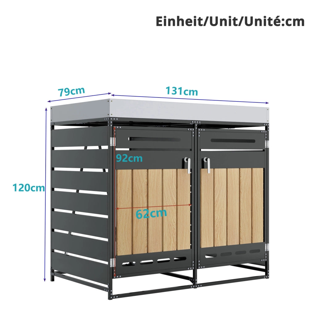 Box Portarifiuti con Fioriera ¨C MINIMAL ¨C Legno, Metallo, con Serratura