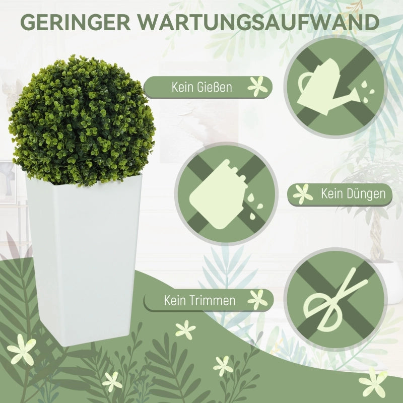 Set di 2 sfere di eucalipto artificiali, 65 cm, pianta artificiale con protezione UV, 330 foglie in vaso, verde.
