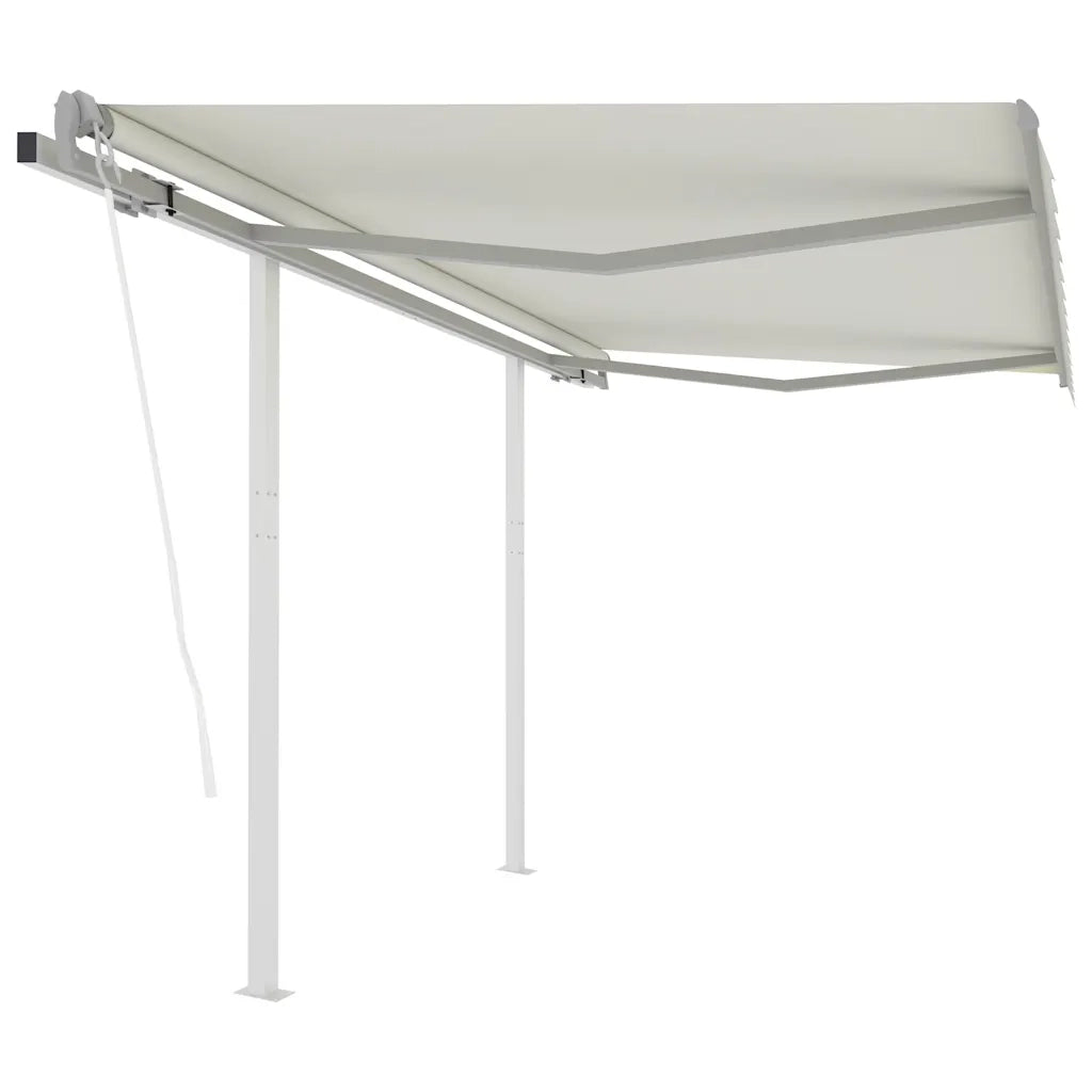 Tenda da Sole Retrattile Automatica con Pali 3x2,5 m Crema 3069907
