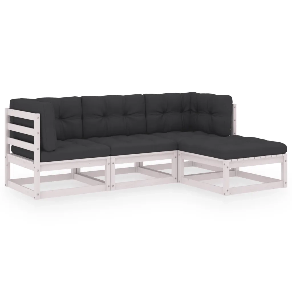 Set Divani da Giardino 4 pz con Cuscini Legno Massello Pino 3076575