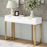 Consolle con cassetti; finitura laccata; in MDF; bianco oro