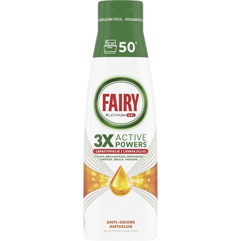 GEL LAVASTOVIGLIE FAIRY PLATINUM 900 ML ANTI ODORE AGRUMI FRESCHEZZA E BRILLANTEZZA OKY