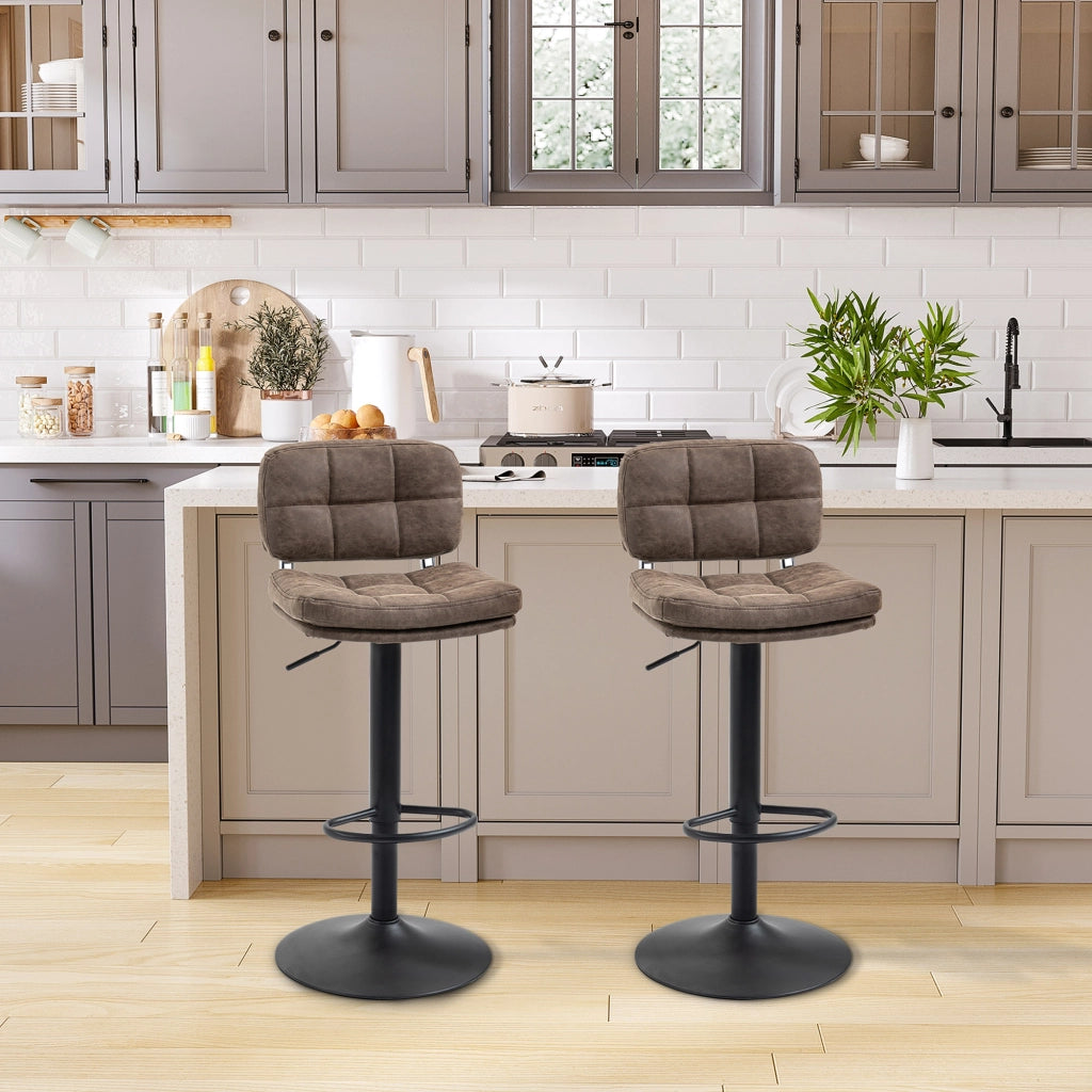 Sgabelli da bar Vintage ¨C zephmum ¨C 2 pezzi, imbottiti, marrone