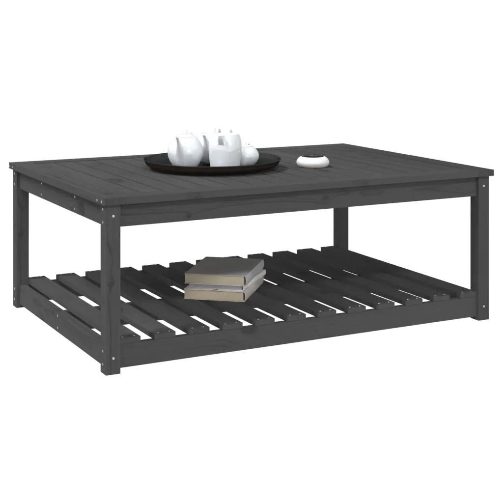 Tavolo da Giardino Grigio 121x82,5x45 cm Legno Massello di Pino 824150