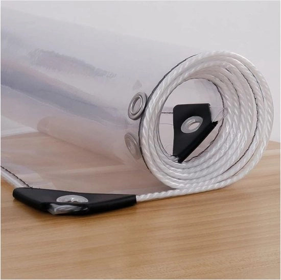 Tela Acqua-Resistente in PVC trasparente con occhielli per tenda da giardino, arredamento esterno, balcone (Dimensioni: 2,4 x 2 m / 7,9 x 6,6 ft)