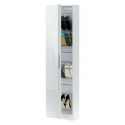 Scarpiera Euro, Armadio portascarpe alta a 1 anta, Mobile portascarpe moderno, Armadio da ingresso con specchio, cm 50x22h180, Bianco