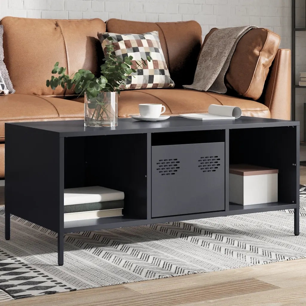 Tavolino da salotto | Tavolino da caff¨¨ | Tavolino da Soggiorno Antracite 101,5x50x43,5cm in Acciaio Laminato a Freddo