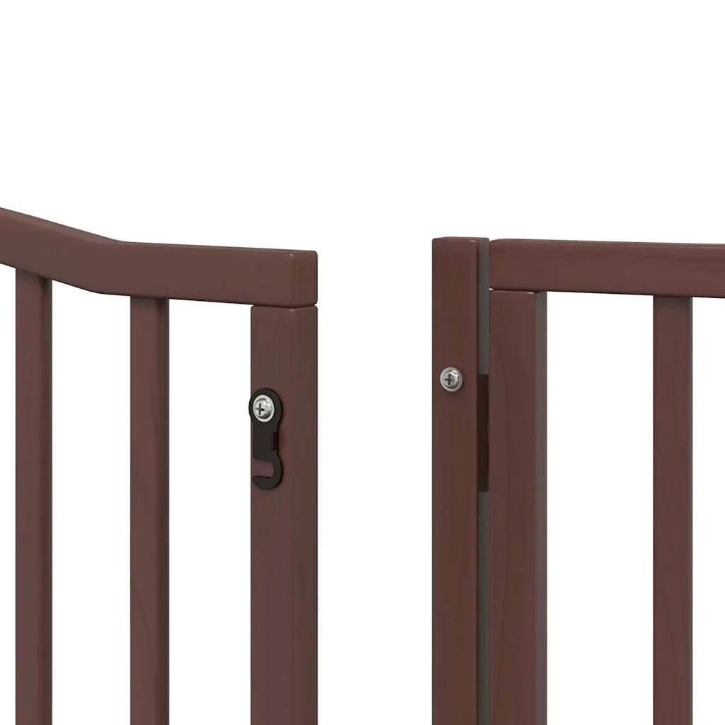 Cancelletto di sicurezza per cani con porta pieghevole 6 pannelli legno di pioppo marrone 02_0023016