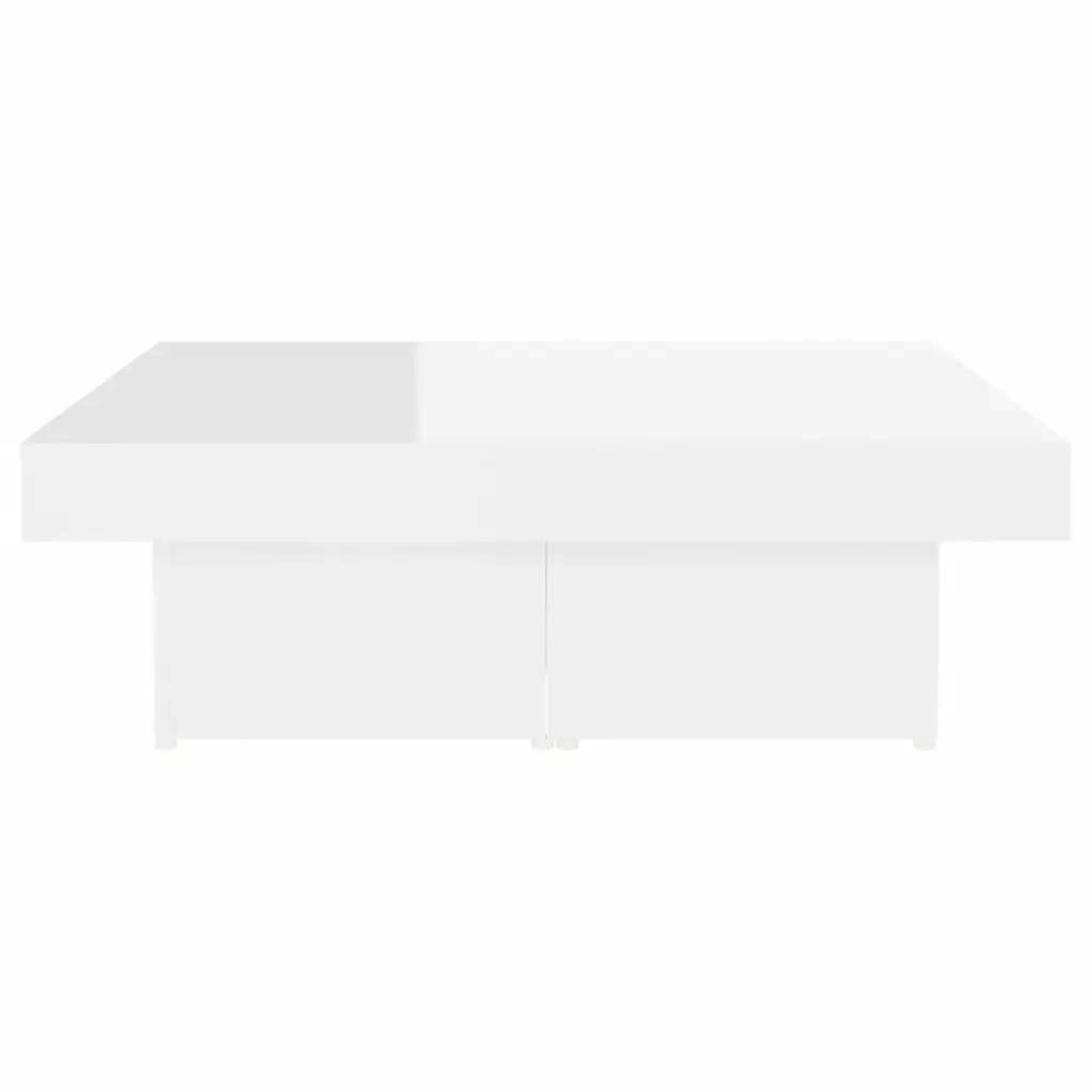 Tavolino da Salotto Bianco Lucido 90x90x28 cm Legno Multistrato 806918