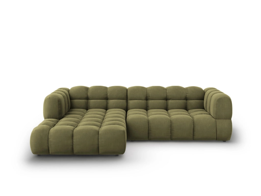 Cosmopolitan Design - Divano angolare modulare sinistro "Sky" 4 posti in velluto verde chiaro 