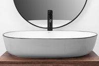 Lavabo Da Appoggio In Ceramica Rea Cleo White Black Edge