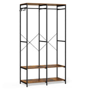 Armadio porta abiti portatile ripiani pieghevoli in metallo con asta appendiabiti e gancio rimovibile 40 x 945 x 180 cm marrone 12_0004046