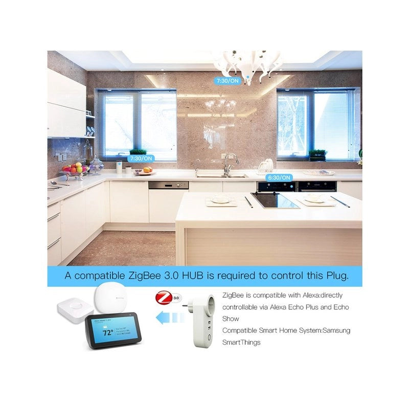 ZigBee 3.0 Smart Socket Presa Schuko ZigBee Con 2 Porte USB 16A 220V Compatibile Con Alexa Google Philips Hue Samsung Smartthings