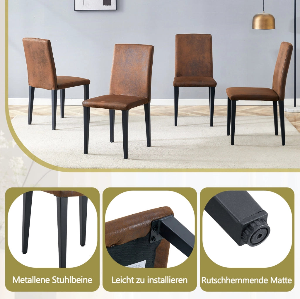 SEDIA da pranzo Set da 2 pezzi 90 cm marrone e nero in tessuto e metallo