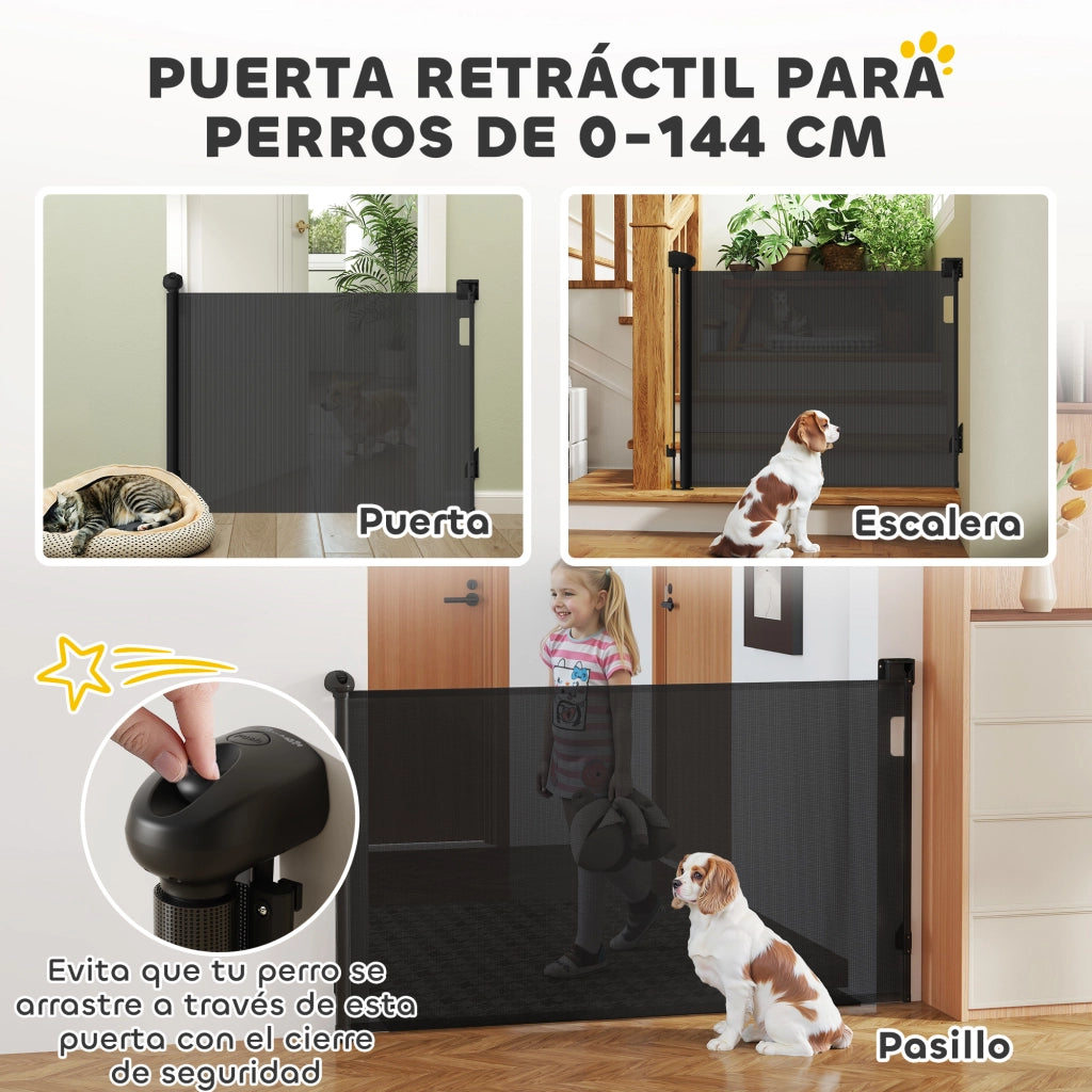 Cancelletto di Sicurezza Estensibile per Cani ¨C Xylo ¨C 0-140 cm Nero