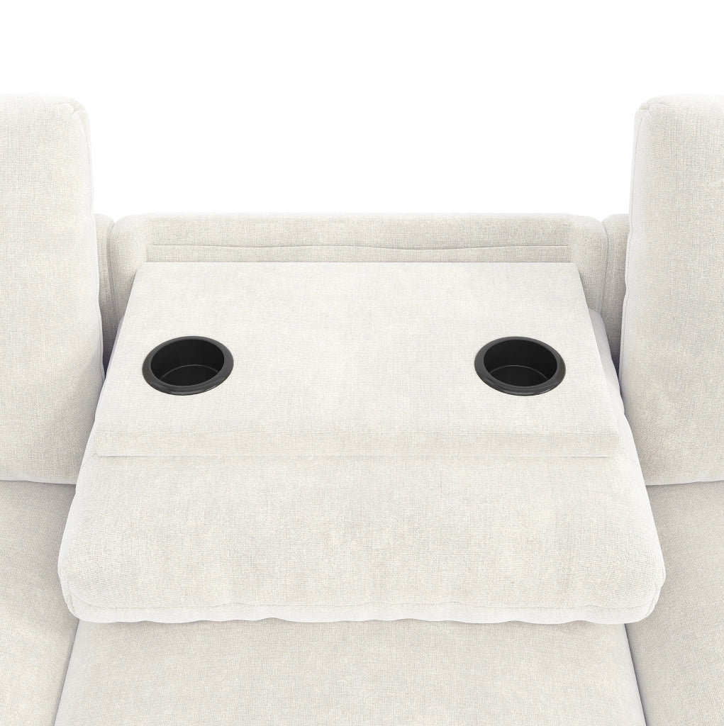 Divano letto angolare 280x137x84 cm con tavolino ribaltabile e contenitore in chenille beige