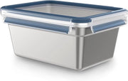 Contenitore di conservazione alimentare RVS rettangolare, capacità 2,0 L, RVS leggero, impermeabile, resistente al gelo, resistente alla lavastoviglie, resistente al forno, RVS, blu
