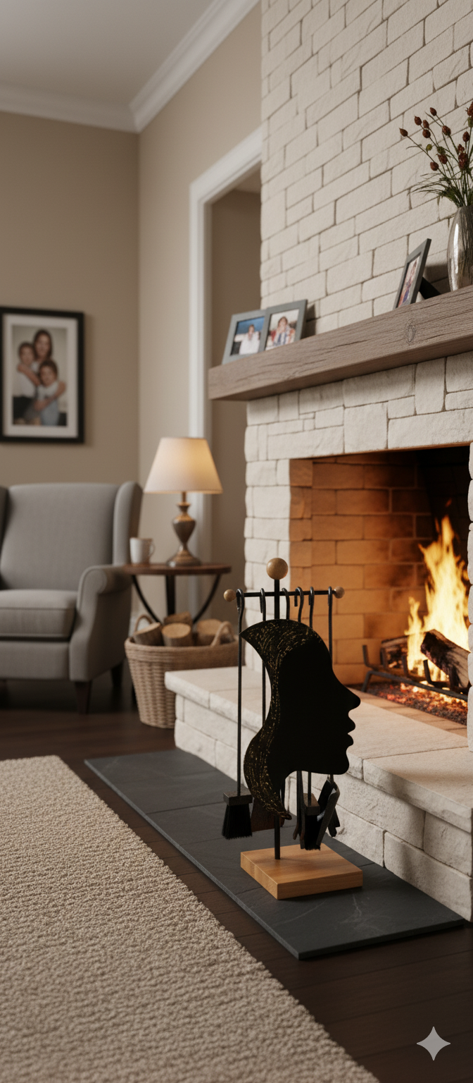 Set Camino 4 Pezzi  in Ferro Verniciato Nero Opaco