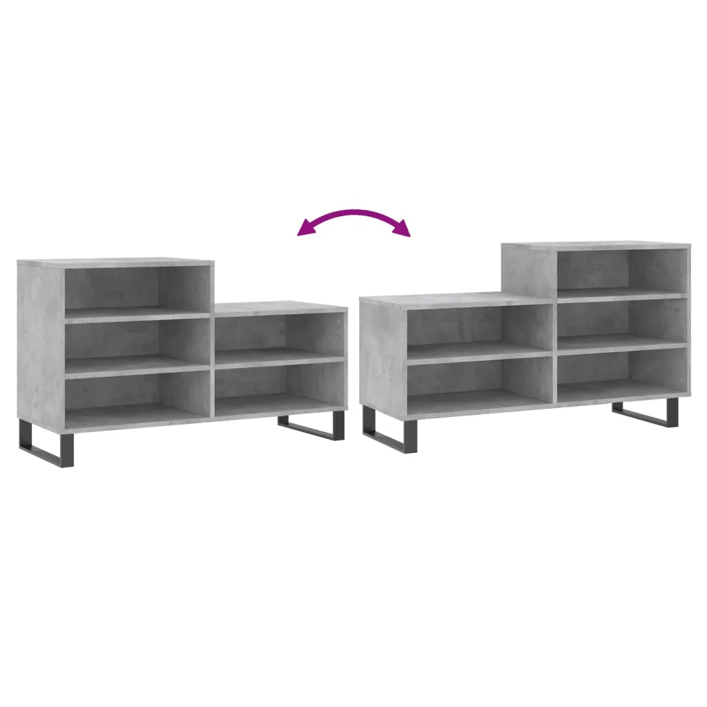 Scarpiera | Mobile per scarpe Grigio Cemento 102x36x60 cm in Legno Multistrato