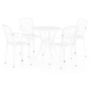 Set da bistrot da giardino composto da 5 pezzi in alluminio pressofuso bianco per esterni ideale per patio e giardino. Codice articolo: 02_0013530.