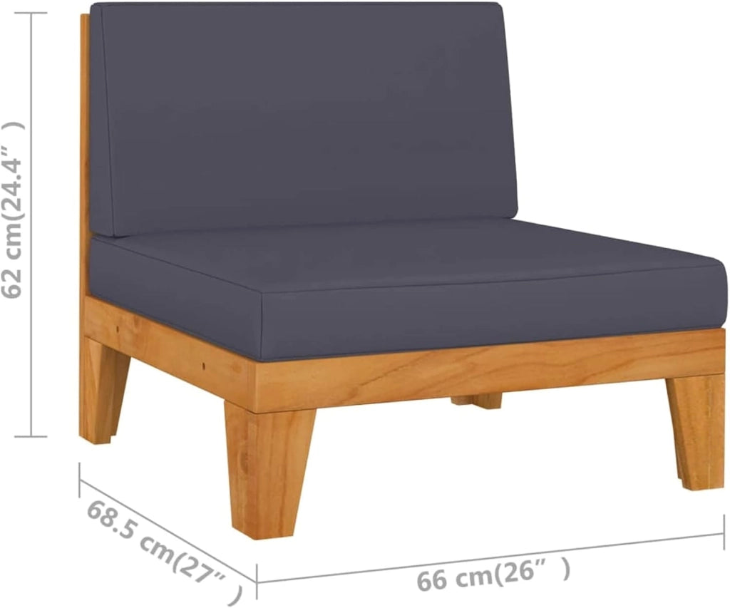 Set di mobili da giardino e cuscini, set da giardino, mobili da giardino, mobili da giardino, set da giardino, divano da giardino, terrazza, 3 pezzi in legno massello di acacia