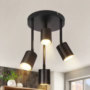 ZMH Lampada da soffitto nera 4 faretti LED GU10 orientabili 350° plafoniera per cucina