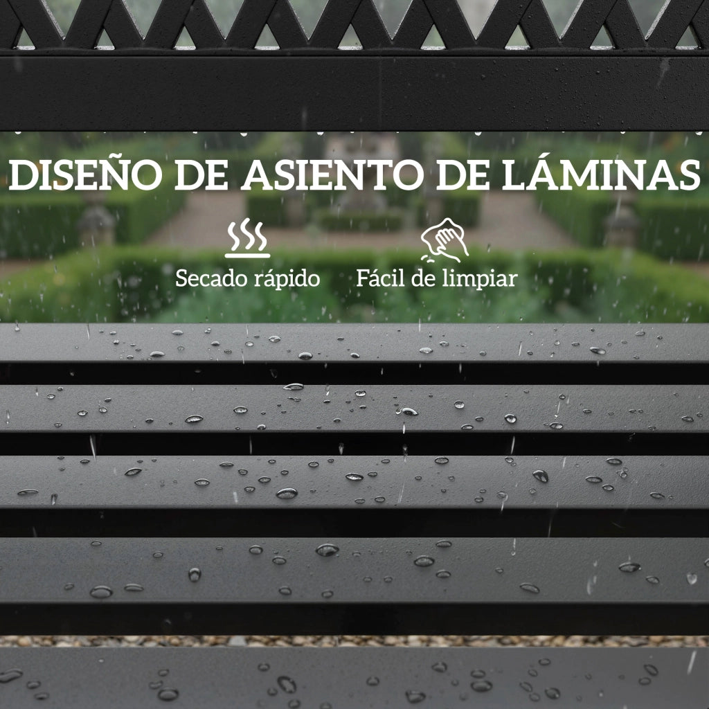 Panchina da Giardino 2 Posti ¨C zephmum ¨C Legno e Acciaio 119x50x75 cm Nero