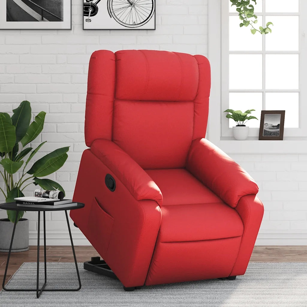 Poltrona Alzapersona Reclinabile Rosso in Similpelle 3205155