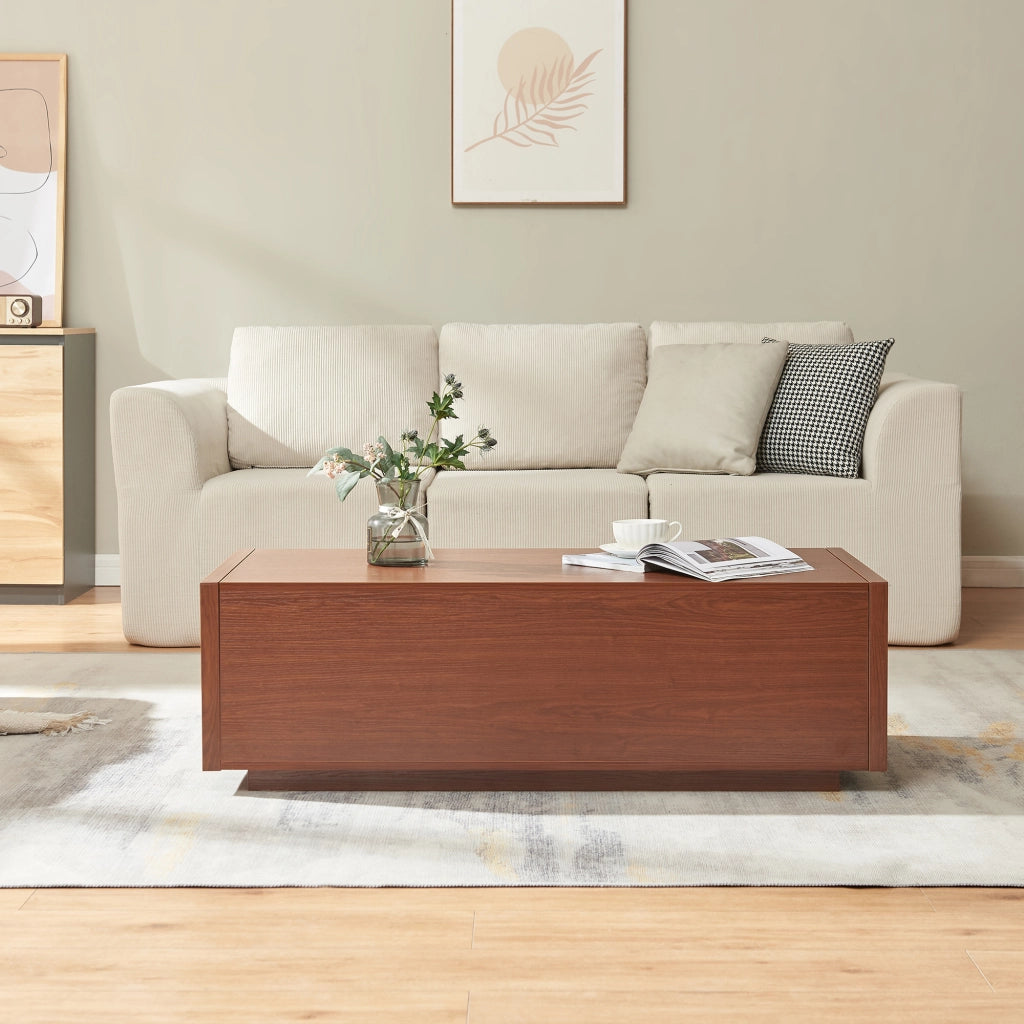 Tavolino Rettangolare Turur da Salotto con 2 Cassetti 104 x 50 x 40 cm - Effetto Noce [en.casa]