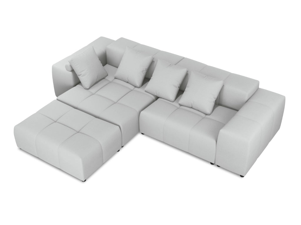 Cosmopolitan Design - Divano angolare modulare reversibile "Rome" 5 posti in tessuto strutturato grigio chiaro 