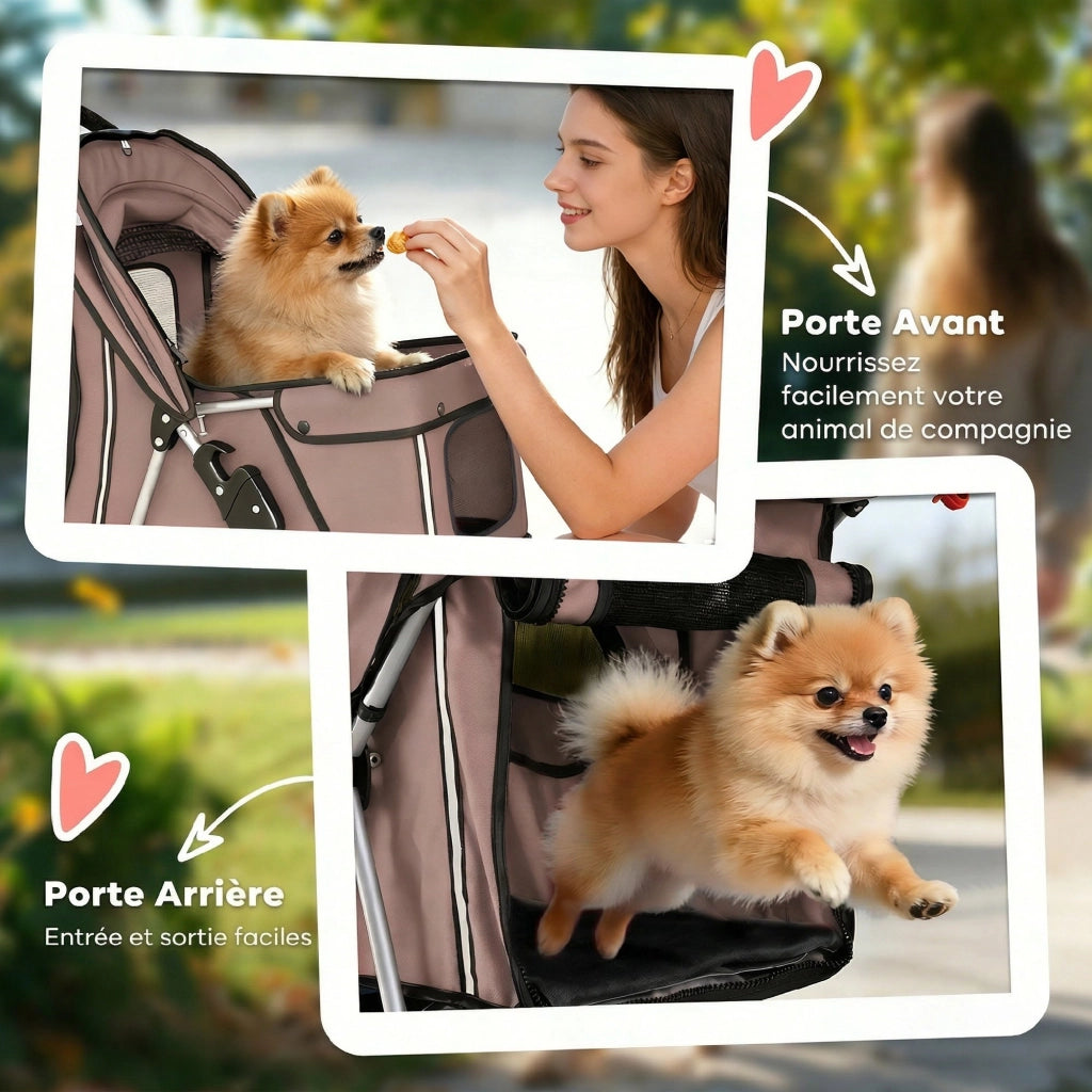Carrello Pieghevole per Cani con Cestino ¨C zephmum ¨C 77x44x102cm Marrone