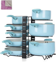 Pannello regolabile con 8 contenitori - Supporto per piatti con cassetto - Sostegno per piatti da cucina con cassetto - Asciugamano per la pulizia incluso