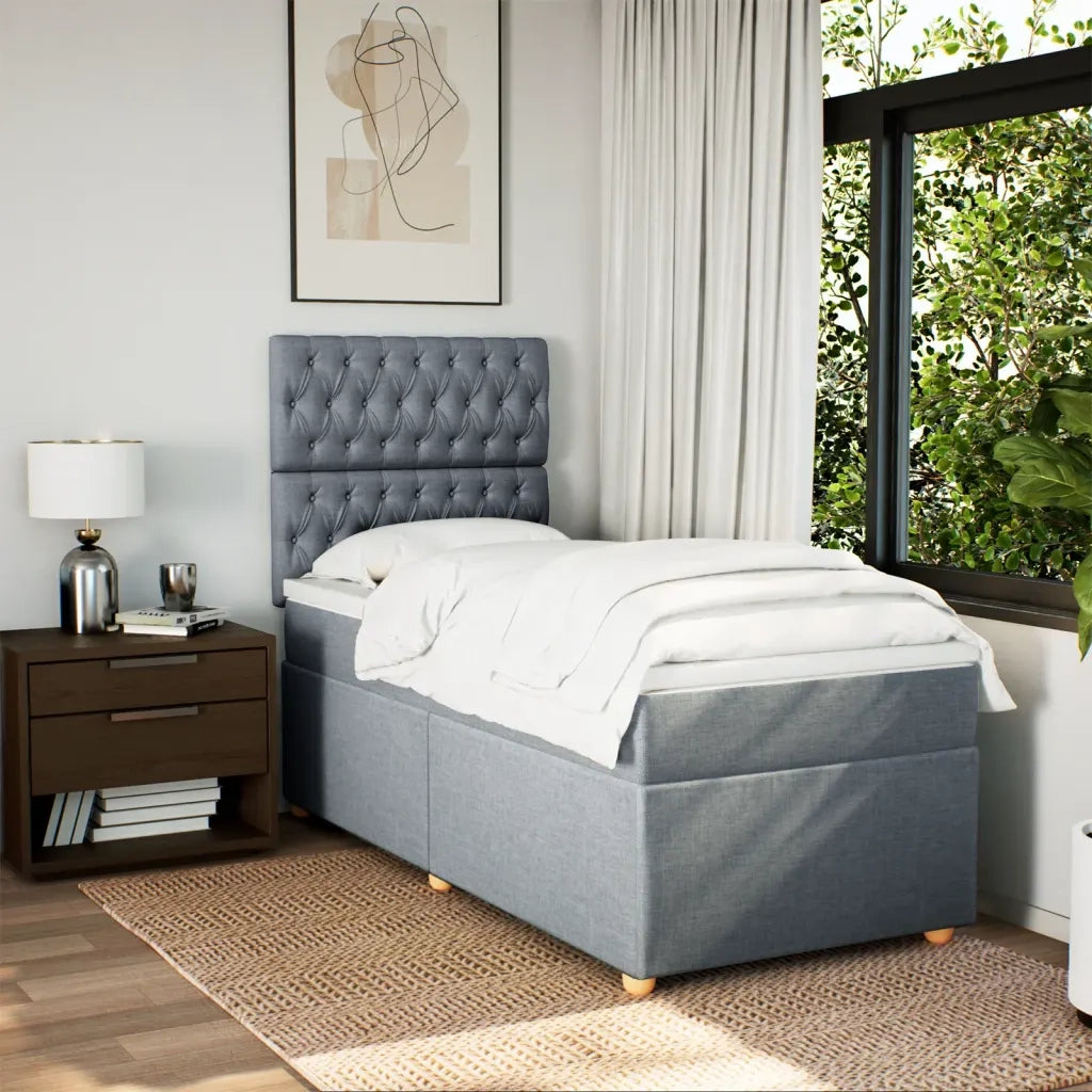 Giroletto a Molle con Materasso Grigio Chiaro 90x190 cm Tessuto